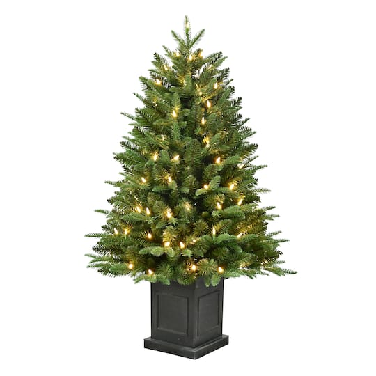 Puleo International 4ft. Pre-Lit Fraser Fir Potted Artificial Christmas Tree
